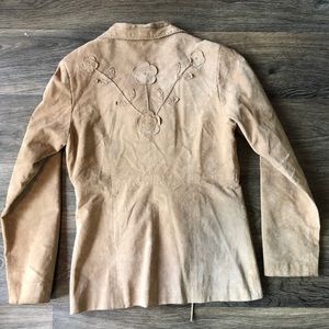 Y2K Boho Suede jacket with flowers